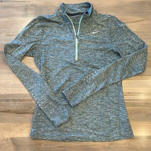 Nike Heather Dark Green Dri-FIT Quarter-Zip with Mint Zipper